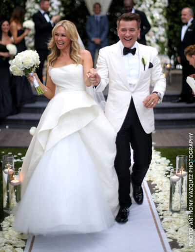 Robert Herjavec of "Shark Tank" and professional dancer Kym Johnson (partners during season 20 of "Dancing With the Stars). Wedding took place at The Four Seasons Hotel, Beverly Hills, Los Angeles.