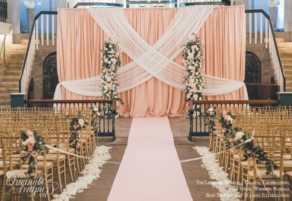 Wedding at The Lightner Museum | Coastal Celebrations | Jade Violet Wedding Florals | Bow Tie Photo n| St Johns Illuminations. Perfection Pink Aisle Runner. Quality Fabric with non-slip backing.